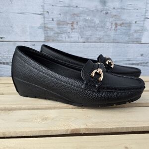 Kelly & Katie Leora Wedge Loafer Faux Black Leather EU 36